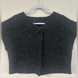 Wool, jacket/vest, size M , grey, short sleeve, cropped, single top button front